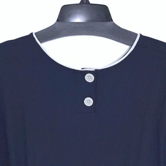 J. Jill Womens Crew Neck Buttoned Back Short Sleeve Knit Blouse Navy Size XL NWT - Picture 4 of 8